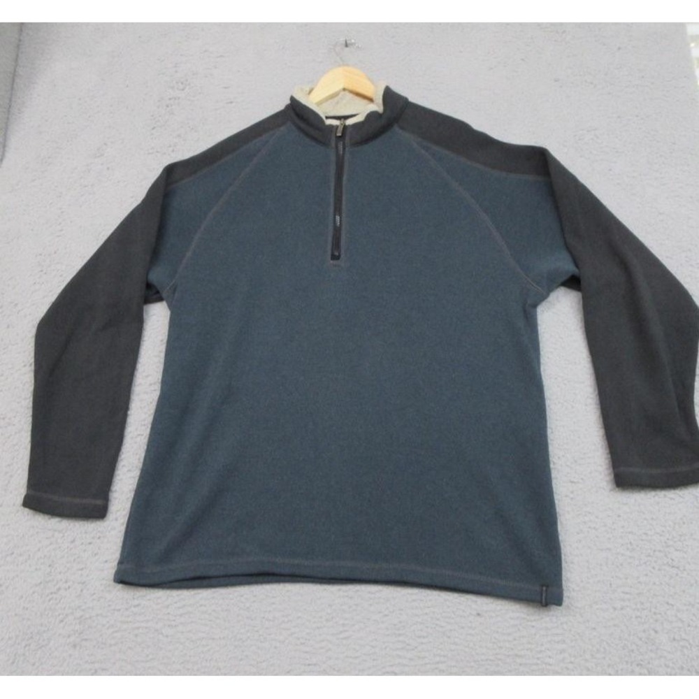 Columbia Outdoor Pullover Sweater Mens XL Blue Gray Fleece Lined Half‎ Zip Warm